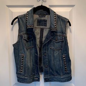 EUC LOFT denim vest with grommet detail, sz S